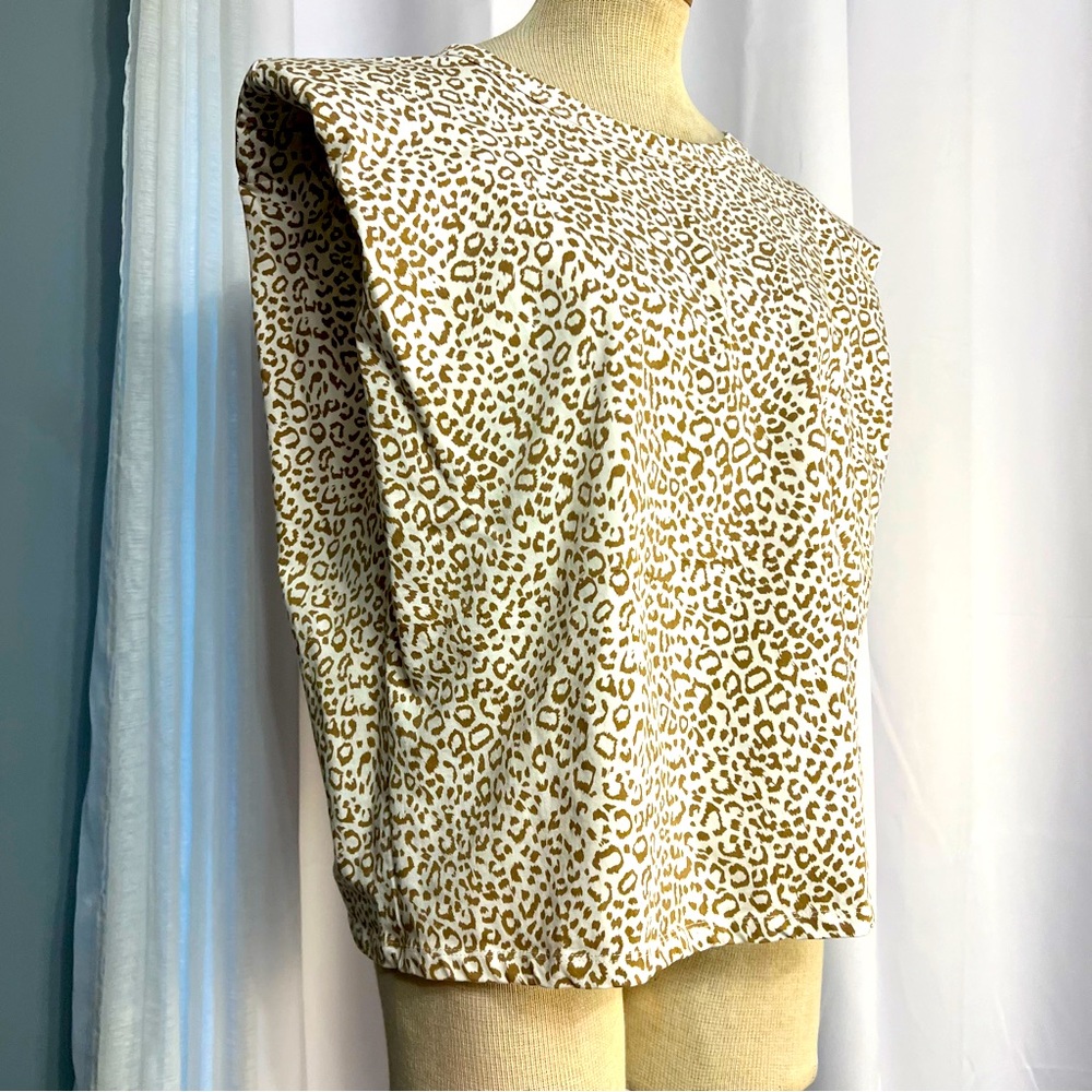 Augusta Apparel Women’s Cotton Sleeves Top Size Large Off White & Brown